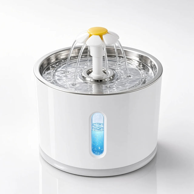 Fuente automática enchufable. Diseño redondo elegante.