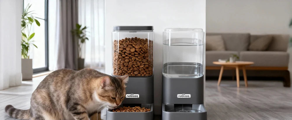 Pack de 2 dispensadores de comida y agua para Gatos y Perros.