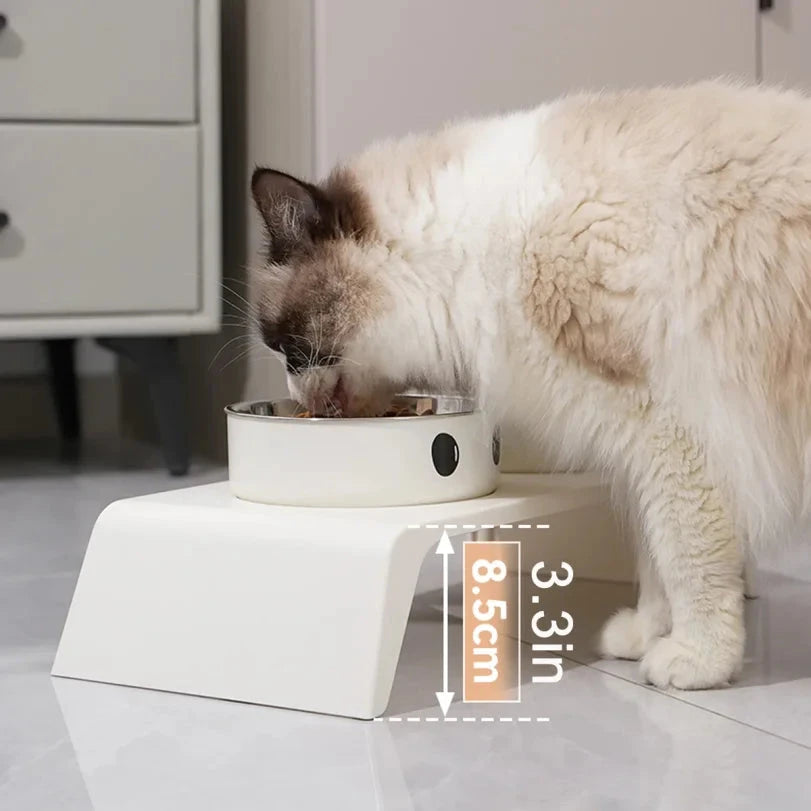 Comedero elevado para mascotas con soporte. Tazones de acero inoxidable para comida y agua.