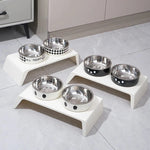Comedero elevado para mascotas con soporte. Tazones de acero inoxidable para comida y agua.