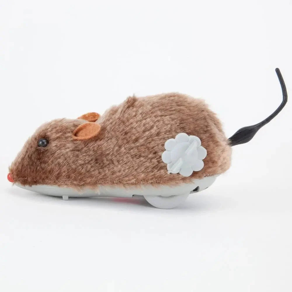 Ratón de peluche realista y divertido para correr. Juguete para gatos. (1 Unidad)