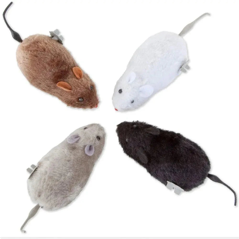 Ratón de peluche realista y divertido para correr. Juguete para gatos. (1 Unidad)