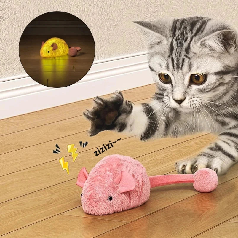 Ratón luminoso interactivo de peluche para gatos.