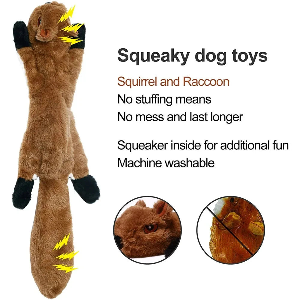Juguete de peluche chirriante sin relleno para perro