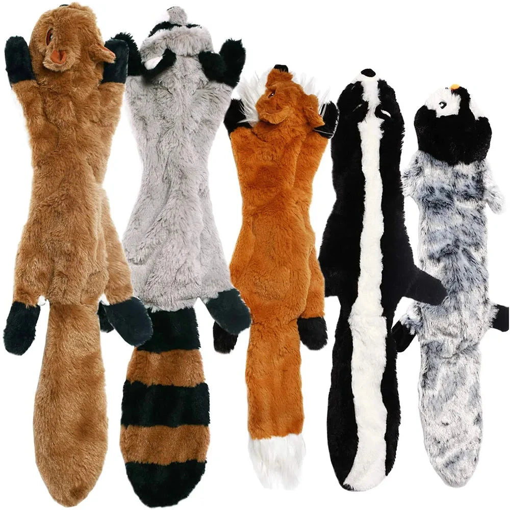 Juguete de peluche chirriante sin relleno para perro
