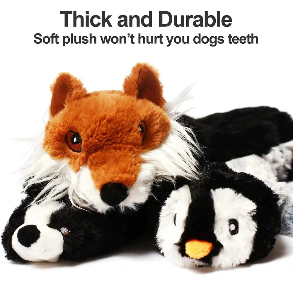 Juguete de peluche chirriante sin relleno para perro
