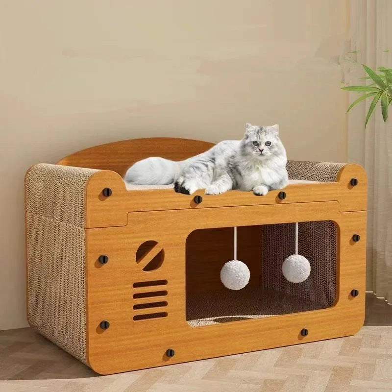 Cama con Rascador Cartón Corrugado para gatos