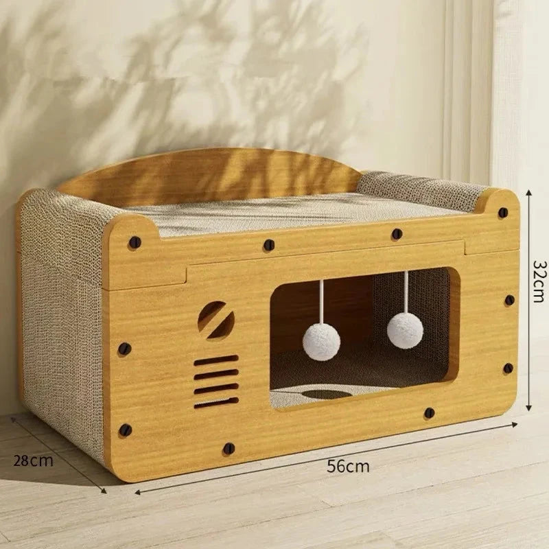 Cama con Rascador Cartón Corrugado para gatos