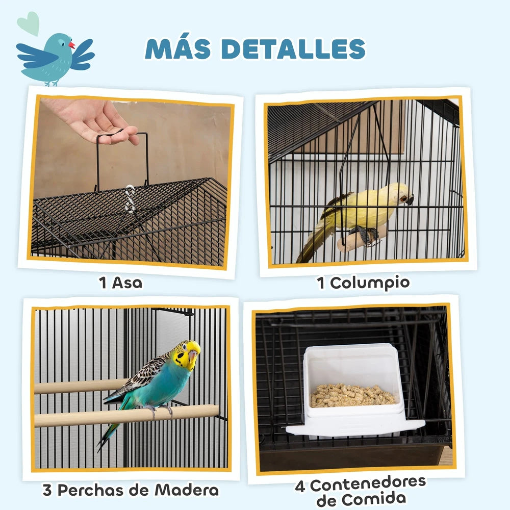 Jaula Metálica para Aves multiplanta               (50,5x41x104cm)