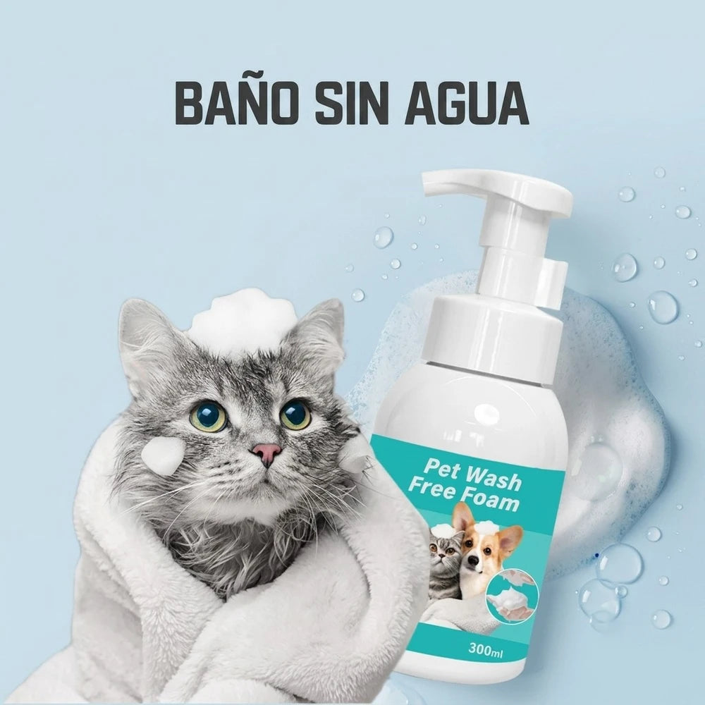 Champú seco Natural sin agua. Espuma para perros y gatos, 300ml.
