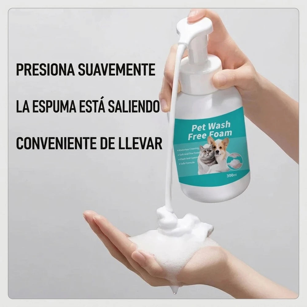 Champú seco Natural sin agua. Espuma para perros y gatos, 300ml.