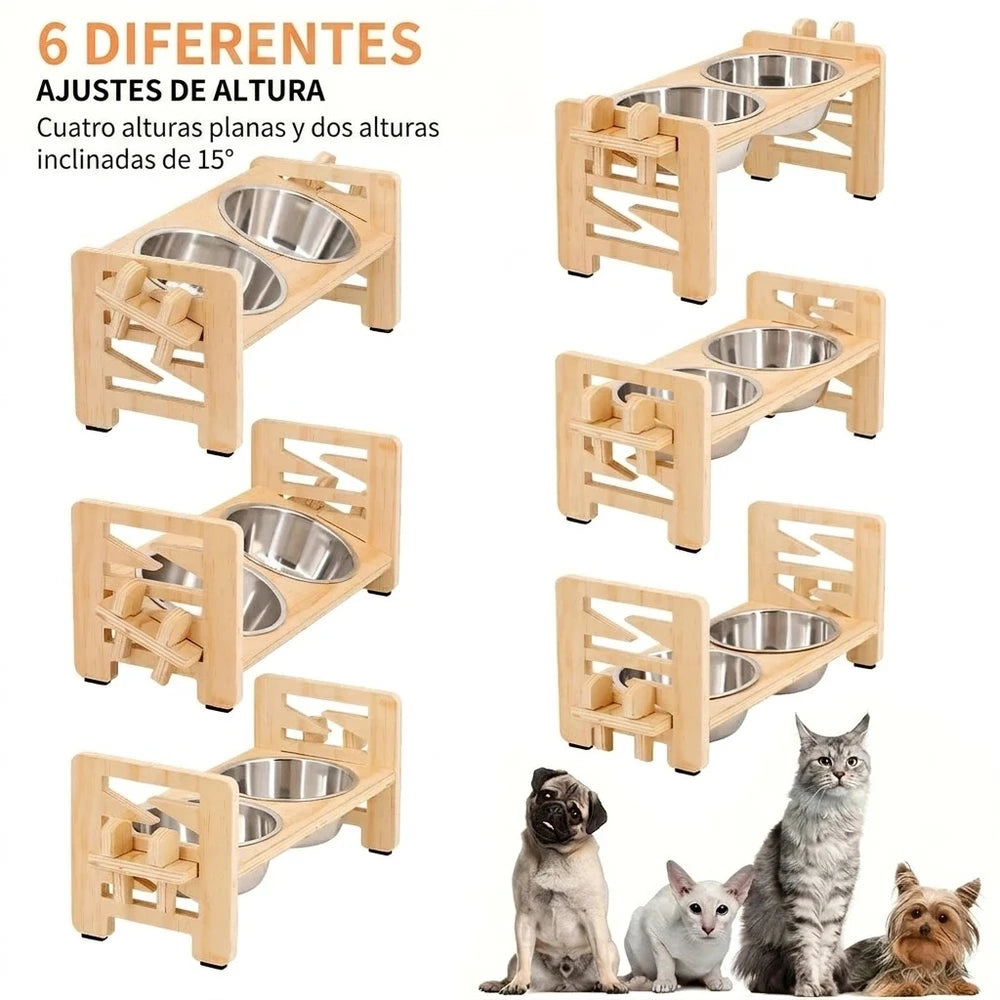 Comederos Elevados Inclinados. Ideal para mejorar la postura de tu mascota.