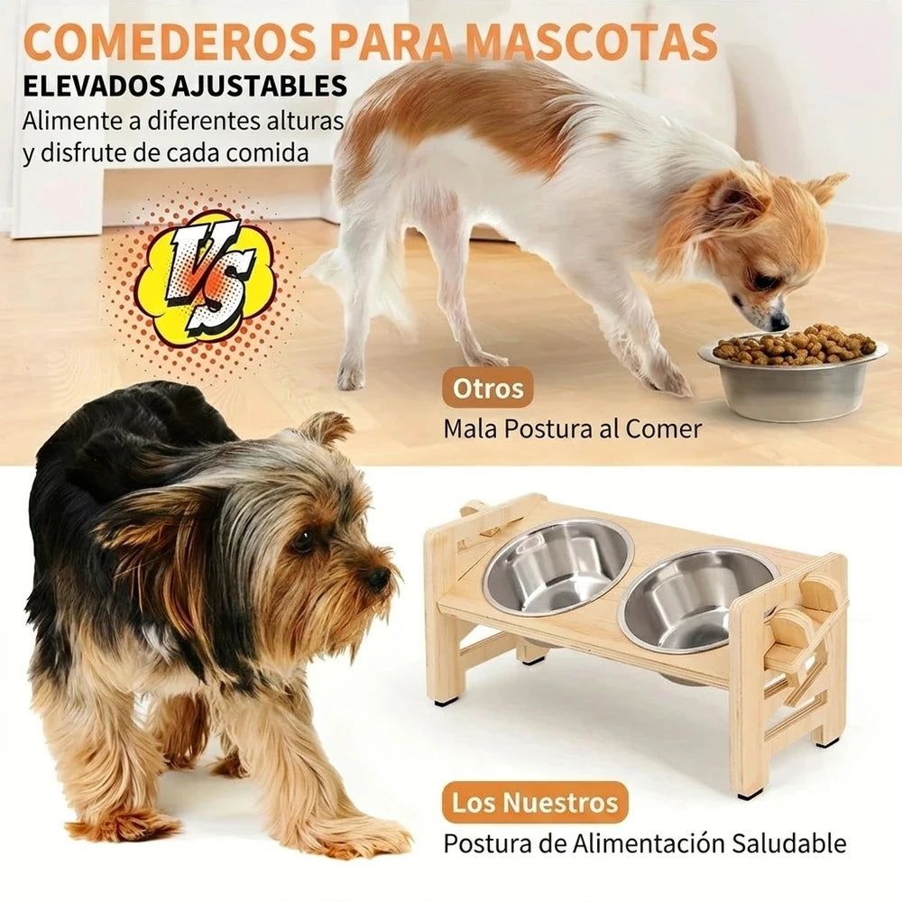 Comederos Elevados Inclinados. Ideal para mejorar la postura de tu mascota.