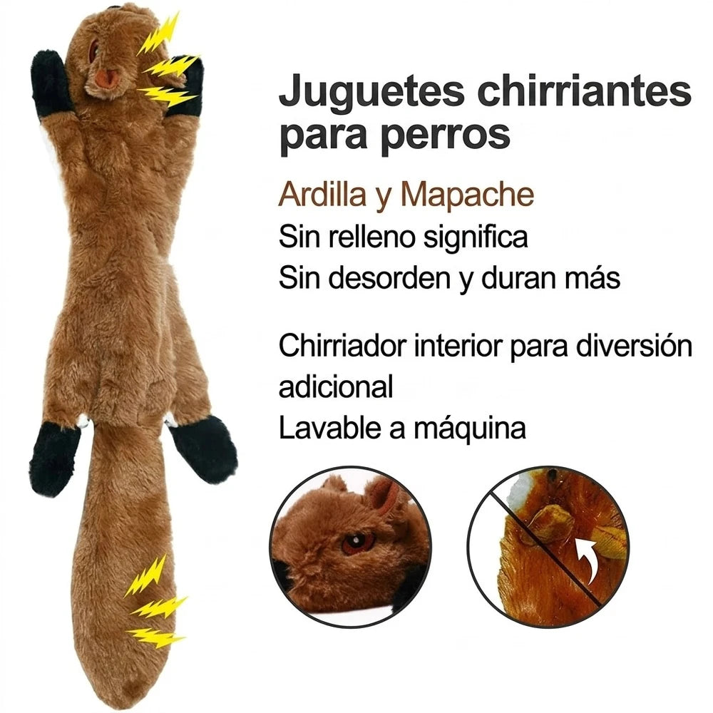 Juguete de peluche chirriante sin relleno para perro