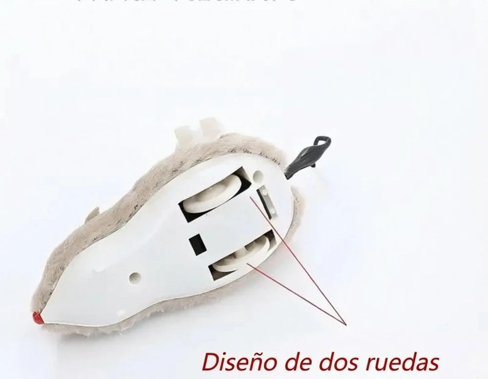 Ratón de peluche realista y divertido para correr. Juguete para gatos. (1 Unidad)
