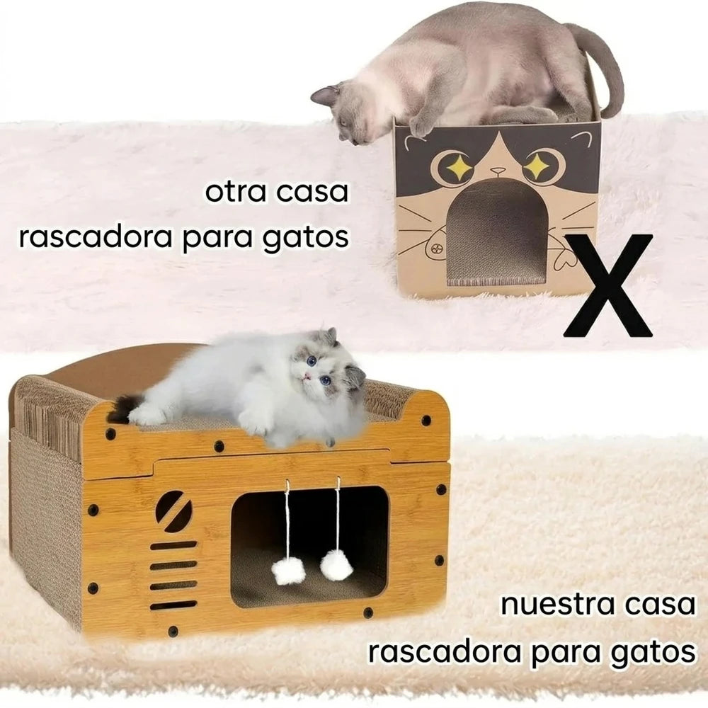 Cama con Rascador Cartón Corrugado para gatos