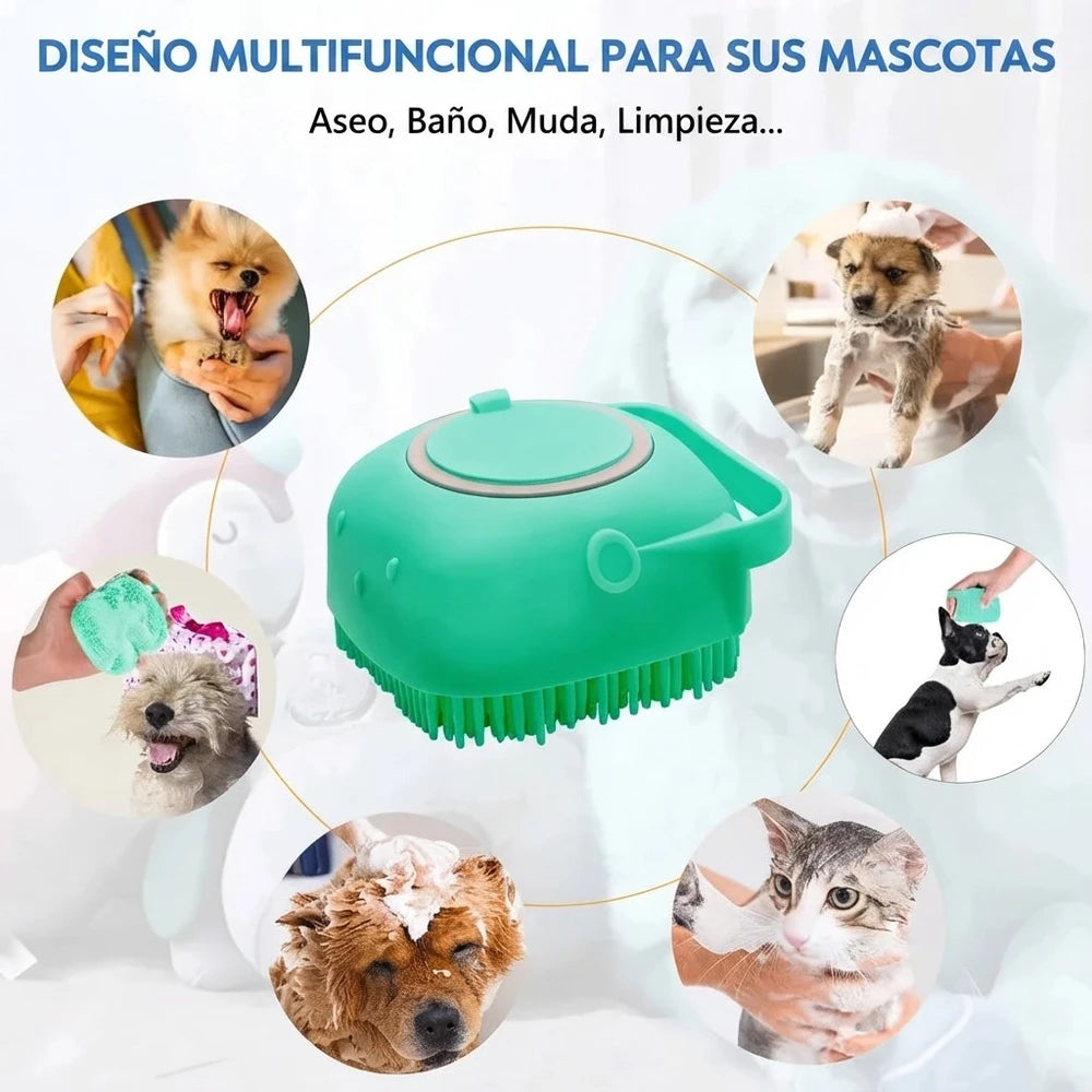 Cepillo de Baño Dispensador para Mascotas