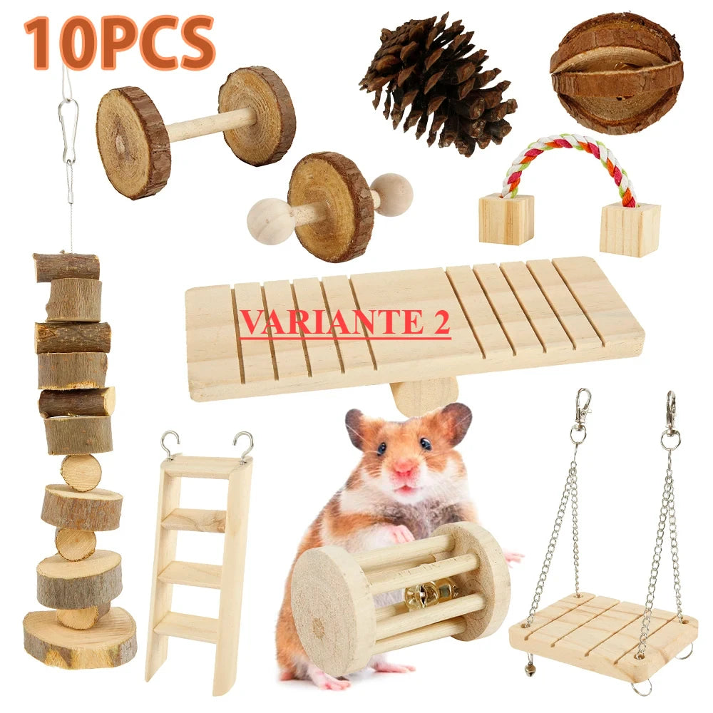 Pack de Juguetes Molares de Madera para roedores