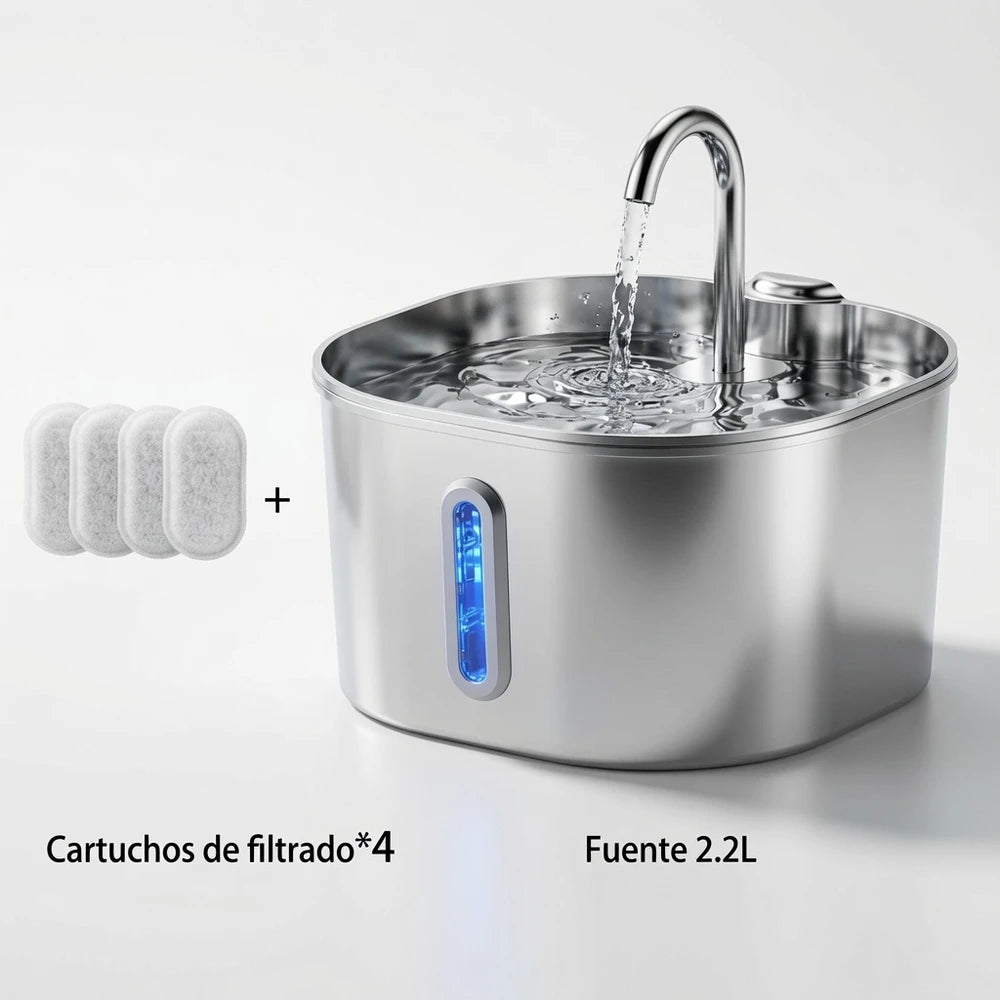 Fuente Automática de Acero Inoxidable para tu mascota.