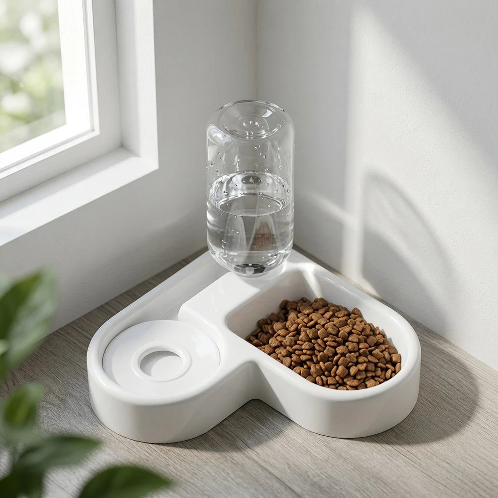 Cuenco Doble Automático con dispensador de agua para Mascotas