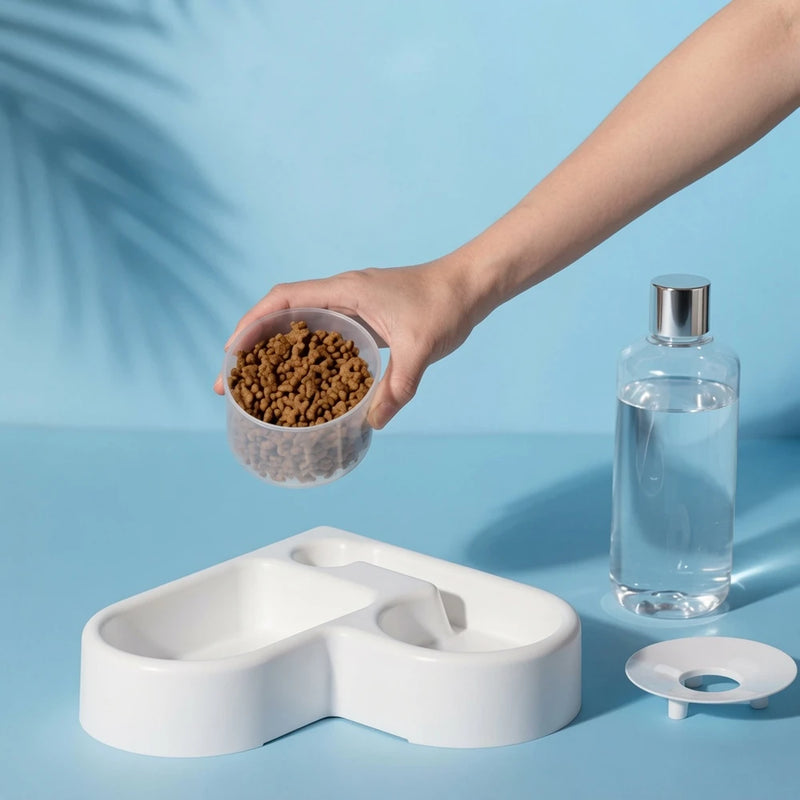 Cuenco Doble Automático con dispensador de agua para Mascotas