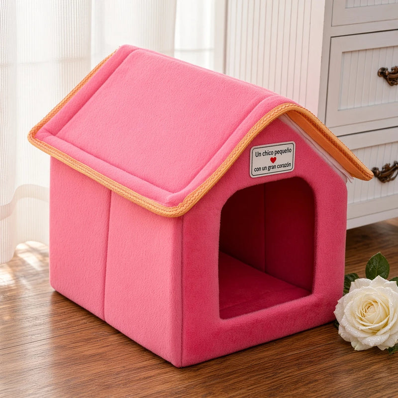 Casita con acolchado suave para mascotas.