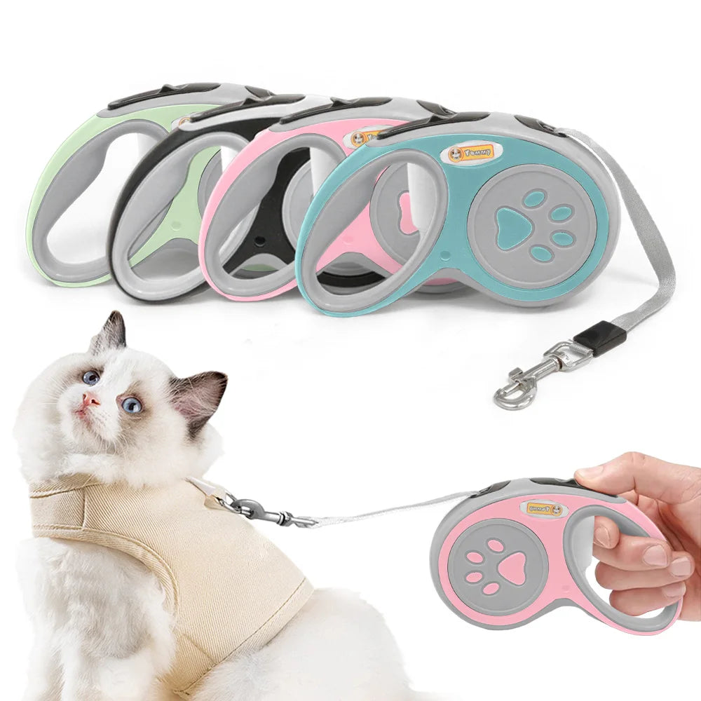 3m 5m Nylon Automatic Dog Leash Retractable Durable Cat Lead Extending Puppy Walking Running Traction Roulette For Small Dogs
