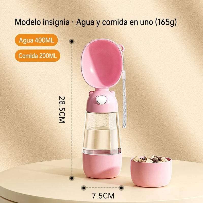Botella Portátil con compartimento para comida incluido.Botella 2 en 1.