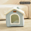 Cama con forma de casa para mascotas. Diseño suave.