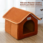 Casita con acolchado suave para mascotas.