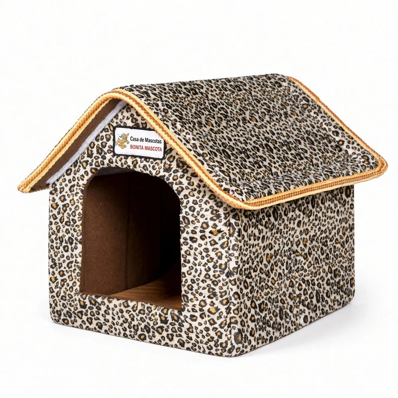 Casita con acolchado suave para mascotas.